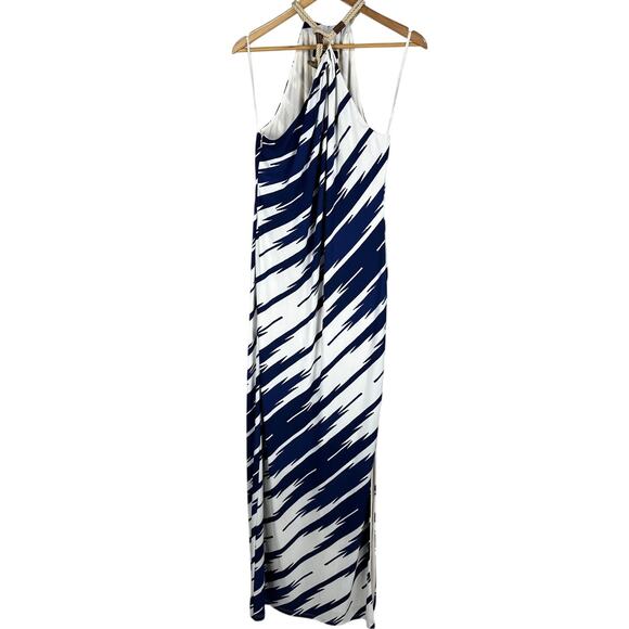 Lauren Ralph Lauren Print Jersey Halter Gown Blue White Women's Size 12 NWT NEW - Picture 3 of 12